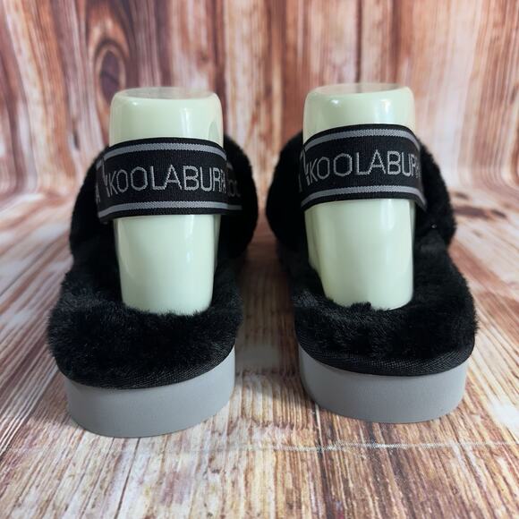 UGG Koolaburra FUZZ 'N II Size 8 Black Faux Fur Slingback Sandals Slipper Shoes - Picture 4 of 12